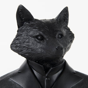 Mercana Murray Stylish White Resin Fox Bust - Charming Woodland Accent for Modern Home Décor Display Black Resin | 13H 69287