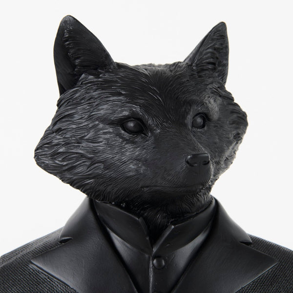 Mercana Murray Stylish White Resin Fox Bust - Charming Woodland Accent for Modern Home Décor Display Black Resin | 13H 69287
