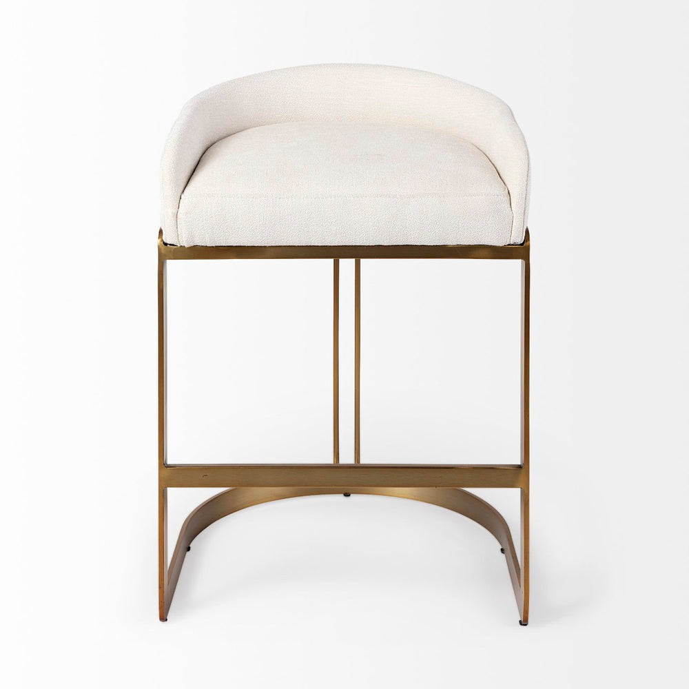 Mercana Hollyfield II Counter Stool - Chic Low-Back Design with Luxe Metallic Accents for Modern Spaces Cream Fabric | Gold Metal | Counter 69452