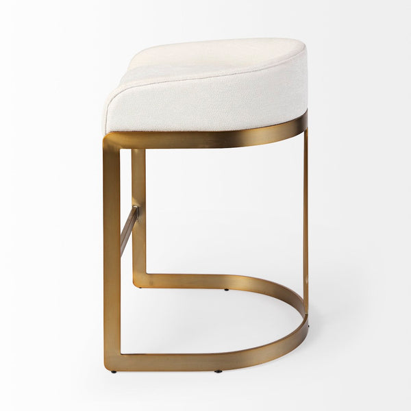 Mercana Hollyfield II Counter Stool - Chic Low-Back Design with Luxe Metallic Accents for Modern Spaces Cream Fabric | Gold Metal | Counter 69452