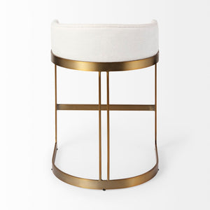Mercana Hollyfield II Counter Stool - Chic Low-Back Design with Luxe Metallic Accents for Modern Spaces Cream Fabric | Gold Metal | Counter 69452