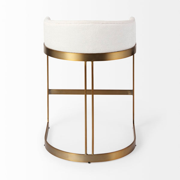 Mercana Hollyfield II Counter Stool - Chic Low-Back Design with Luxe Metallic Accents for Modern Spaces Cream Fabric | Gold Metal | Counter 69452