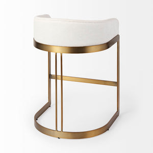 Mercana Hollyfield II Counter Stool - Chic Low-Back Design with Luxe Metallic Accents for Modern Spaces Cream Fabric | Gold Metal | Counter 69452