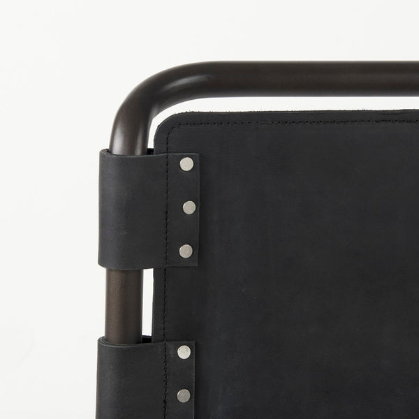 Mercana Berbick Dining Chair – Industrial-Modern Design with Top-Grain Leather & Sturdy Iron Frame, Pre-assembled Black Leather | Black Metal 69273