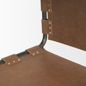 Mercana Berbick Dining Chair – Industrial-Modern Design with Top-Grain Leather & Sturdy Iron Frame, Pre-assembled Brown Leather |Black Metal 69274
