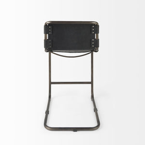 Mercana Berbick Industrial Counter Stool with Full-Back Support and Sturdy Iron Frame for Modern Spaces Black Leather | Gray Metal | Counter 69276