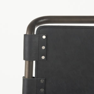 Mercana Berbick Industrial Counter Stool with Full-Back Support and Sturdy Iron Frame for Modern Spaces Black Leather | Gray Metal | Counter 69276