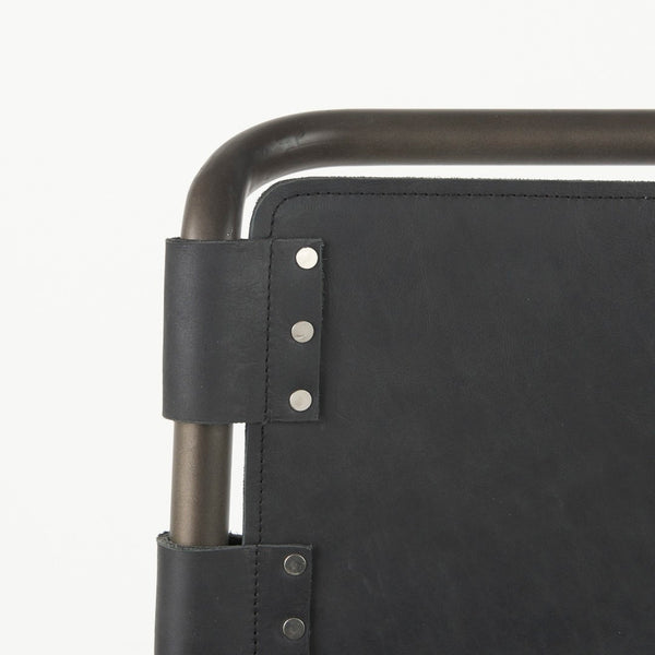 Mercana Berbick Industrial Counter Stool with Full-Back Support and Sturdy Iron Frame for Modern Spaces Black Leather | Gray Metal | Counter 69276