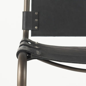 Mercana Berbick Industrial Counter Stool with Full-Back Support and Sturdy Iron Frame for Modern Spaces Black Leather | Gray Metal | Counter 69276