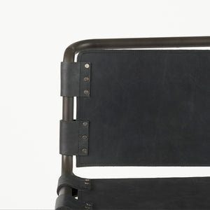 Mercana Berbick Industrial Counter Stool with Full-Back Support and Sturdy Iron Frame for Modern Spaces Black Leather | Gray Metal | Bar 69279