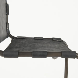 Mercana Berbick Industrial Counter Stool with Full-Back Support and Sturdy Iron Frame for Modern Spaces Black Leather | Gray Metal | Bar 69279