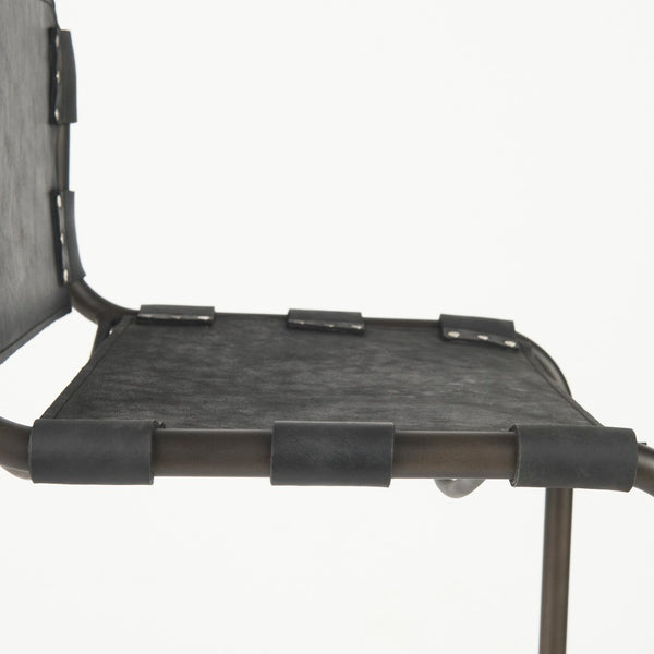 Mercana Berbick Industrial Counter Stool with Full-Back Support and Sturdy Iron Frame for Modern Spaces Black Leather | Gray Metal | Bar 69279
