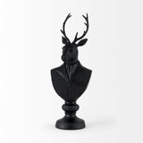 Mercana Mozart 8.2L x 6.0W x 22.5H Black Painted Resin Deer Bust  69288