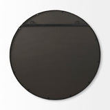 Mercana Piper 35.8L x 1.0W x 35.8H Small Black Metal Round Wall Mirror 69341