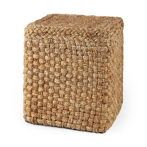 Mercana Aylin 16.5" Square Brown Jute Pouf 69447