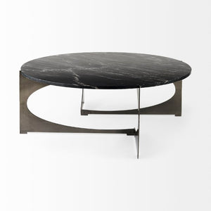 Mercana Reinhold Elegant Stone Top Iron Coffee Table - Sculptural Design for Contemporary Living Spaces 69262-AB