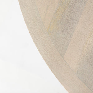 Mercana Liesl Round Solid Mango Wood Dining Table with Geometric Pedestal - Contemporary Mid-Century Design 54" Gray Wood Top | Gray Wood Base 69184