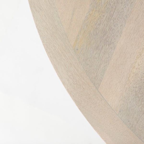 Mercana Liesl Round Solid Mango Wood Dining Table with Geometric Pedestal - Contemporary Mid-Century Design 54" Gray Wood Top | Gray Wood Base 69184