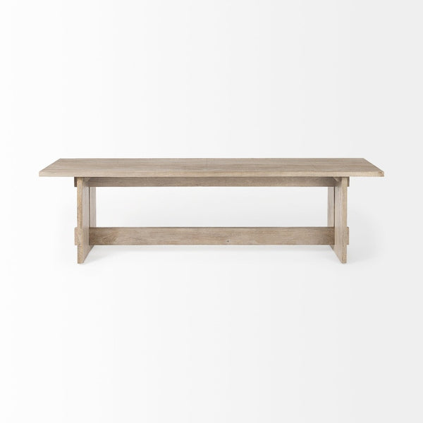 Mercana Aida Solid Mango Wood Dining Bench - Minimalist Industrial Design for Stylish Seating Solutions Light Gray Wood 69195