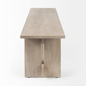 Mercana Aida Solid Mango Wood Dining Bench - Minimalist Industrial Design for Stylish Seating Solutions Light Gray Wood 69195