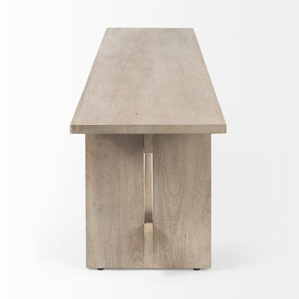 Mercana Aida Solid Mango Wood Dining Bench - Minimalist Industrial Design for Stylish Seating Solutions Light Gray Wood 69195