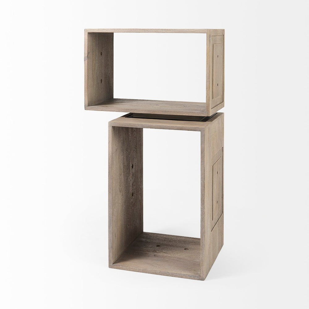 Mercana Simul Modular Shelving Unit Set of 2 - Stylish Mango Wood Design for Versatile Home Display Solutions 69229