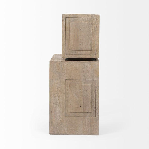 Mercana Simul Modular Shelving Unit Set of 2 - Stylish Mango Wood Design for Versatile Home Display Solutions 69229