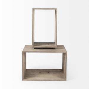 Mercana Simul Modular Shelving Unit Set of 2 - Stylish Mango Wood Design for Versatile Home Display Solutions 69229