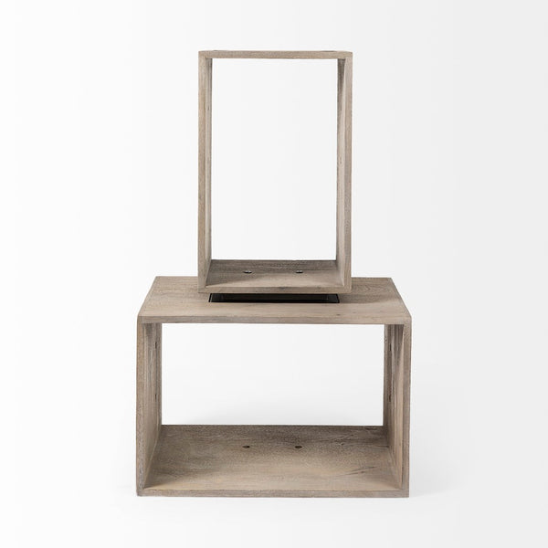 Mercana Simul Modular Shelving Unit Set of 2 - Stylish Mango Wood Design for Versatile Home Display Solutions 69229