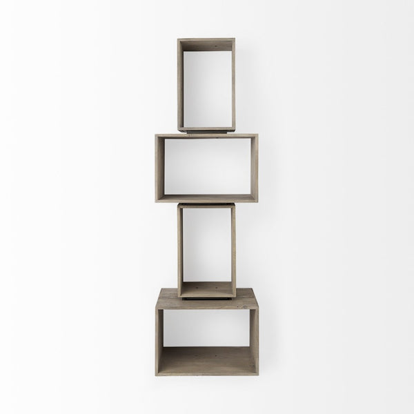 Mercana Simul Modular Shelving Unit Set of 2 - Stylish Mango Wood Design for Versatile Home Display Solutions 69229