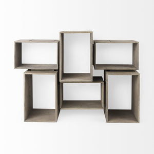 Mercana Simul Modular Shelving Unit Set of 2 - Stylish Mango Wood Design for Versatile Home Display Solutions 69229