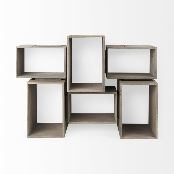 Mercana Simul Modular Shelving Unit Set of 2 - Stylish Mango Wood Design for Versatile Home Display Solutions 69229
