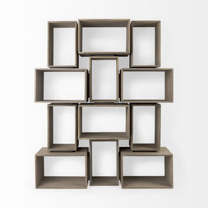 Mercana Simul Modular Shelving Unit Set of 2 - Stylish Mango Wood Design for Versatile Home Display Solutions 69229