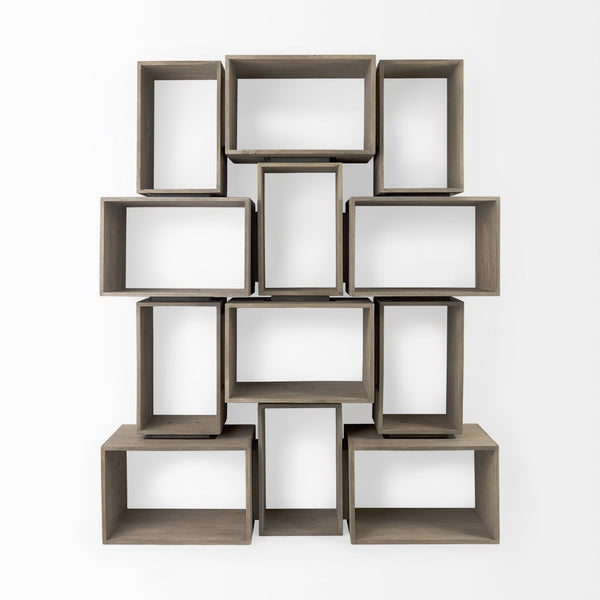 Mercana Simul Modular Shelving Unit Set of 2 - Stylish Mango Wood Design for Versatile Home Display Solutions 69229