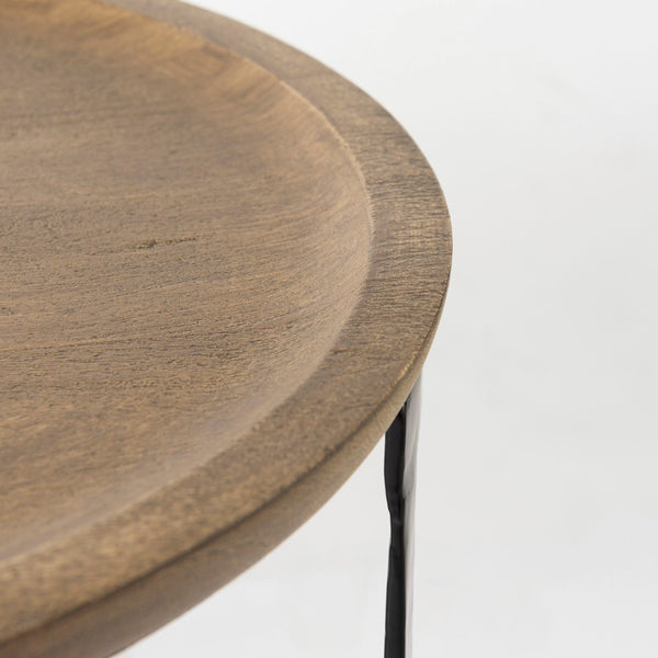 Mercana Aisley Set of 2 Round Nesting Side Tables in Warm Mango Wood and Iron for Stylish Living Spaces 69283