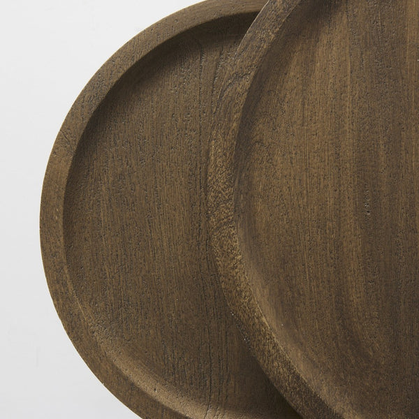 Mercana Aisley Set of 2 Round Nesting Side Tables in Warm Mango Wood and Iron for Stylish Living Spaces 69283