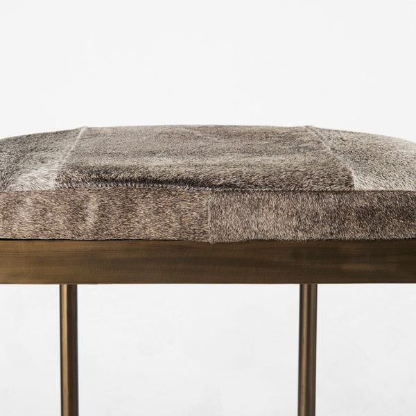 Mercana Millie Elegant Hair-On-Hide Seat Counter Stool with Stylish Gold Frame for Modern Farmhouse Charm Gray Hair-On-Hide | Gold Metal | Counter 69384