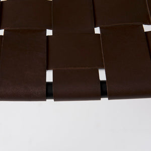 Mercana Clarissa Industrial-Style Woven Leather Stool with Sturdy Iron Frame for Stylish Home Seating Solutions 69397