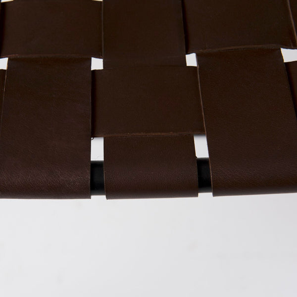 Mercana Clarissa Industrial-Style Woven Leather Stool with Sturdy Iron Frame for Stylish Home Seating Solutions 69397