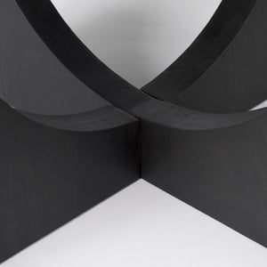 Mercana Liesl Round Solid Mango Wood Dining Table with Geometric Pedestal - Contemporary Mid-Century Design 54" Black Wood Top | Black Wood Base 69185