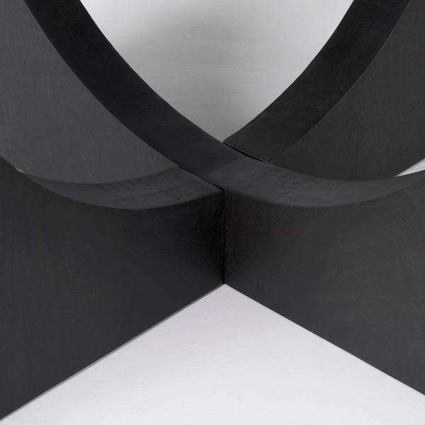 Mercana Liesl Round Solid Mango Wood Dining Table with Geometric Pedestal - Contemporary Mid-Century Design 54" Black Wood Top | Black Wood Base 69185