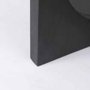 Mercana Liesl Round Solid Mango Wood Dining Table with Geometric Pedestal - Contemporary Mid-Century Design 54" Black Wood Top | Black Wood Base 69185