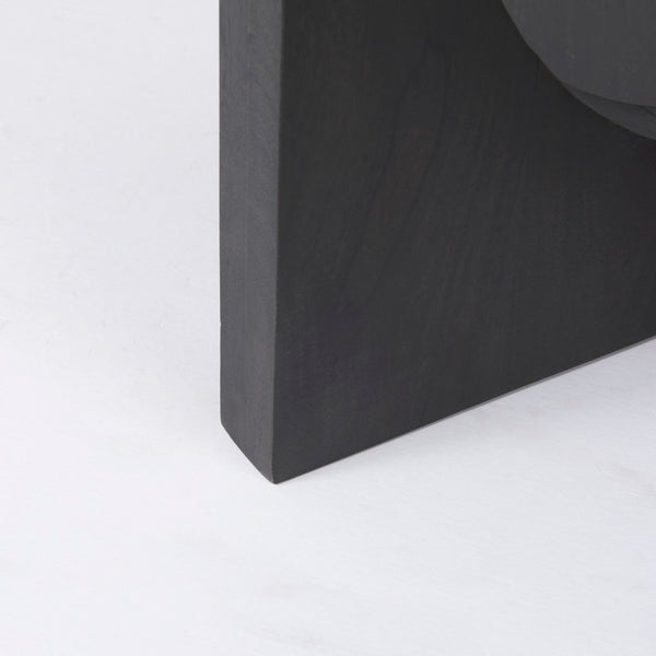 Mercana Liesl Round Solid Mango Wood Dining Table with Geometric Pedestal - Contemporary Mid-Century Design 54" Black Wood Top | Black Wood Base 69185