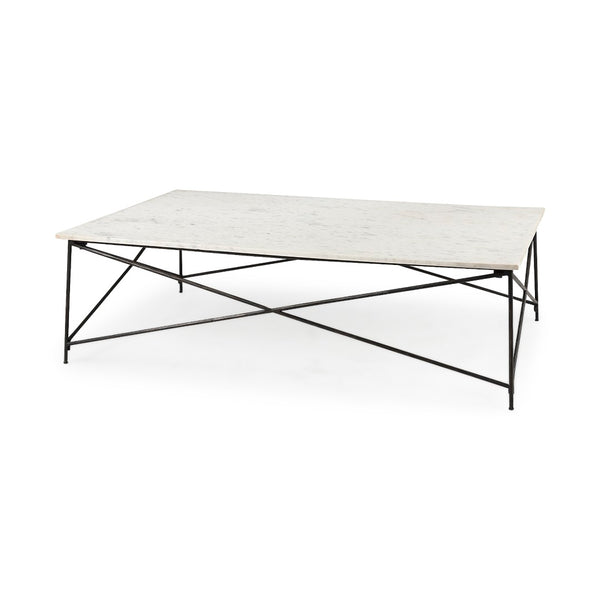 Mercana Lorlei Coffee Table with Elegant Marble Top and Sturdy X-Shaped Metal Base for Modern Living Spaces 69246-AB