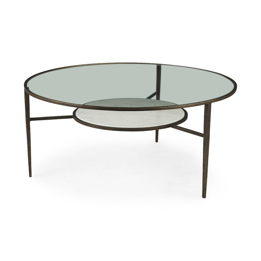 Mercana Felicity Marble-Top Coffee Table: Chic Square Design with Durable Iron Frame for Elegant Living Spaces 69253-AB