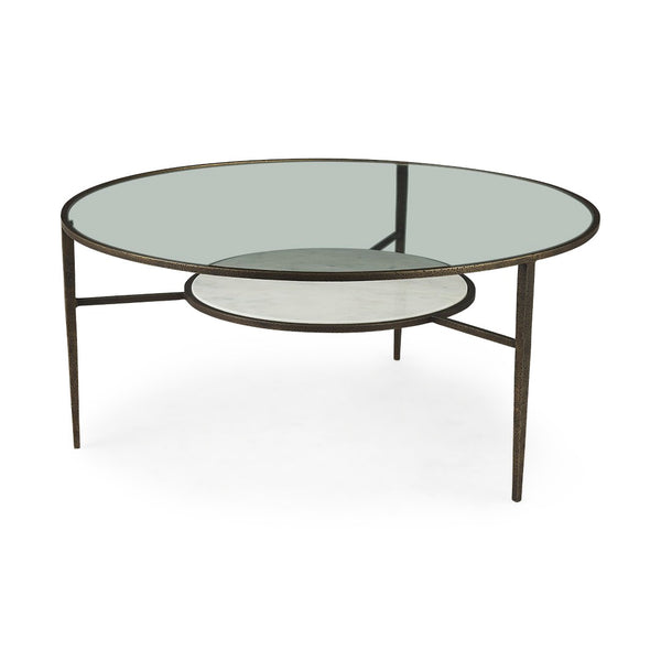 Mercana Felicity Marble-Top Coffee Table: Chic Square Design with Durable Iron Frame for Elegant Living Spaces 69253-AB