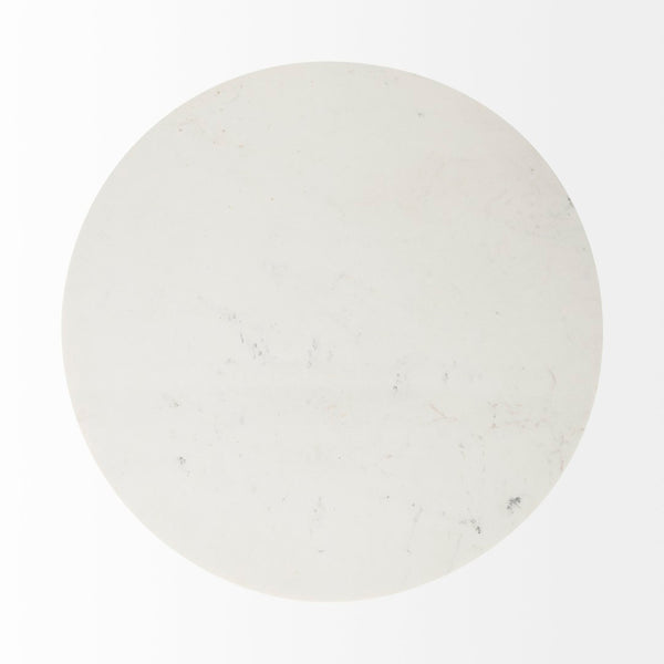 Mercana Maxwell Round Dining Table with Elegant White Marble Top & Stylish Black Metal Wood Pedestal Base 69366-AB