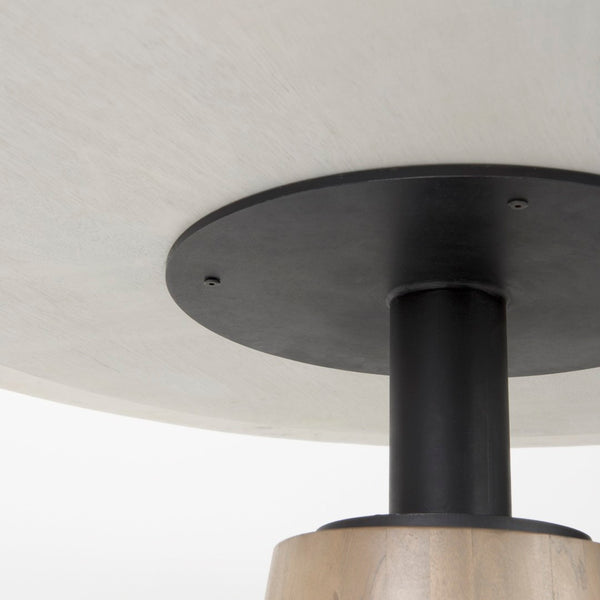 Mercana Maxwell Round Dining Table with Elegant White Marble Top & Stylish Black Metal Wood Pedestal Base 69366-AB