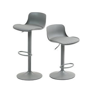 English Elm Bar Stools Set of 2 Adjustable Swivel Pu Leather Kitchen Island Seating with Back Gray W676P358681