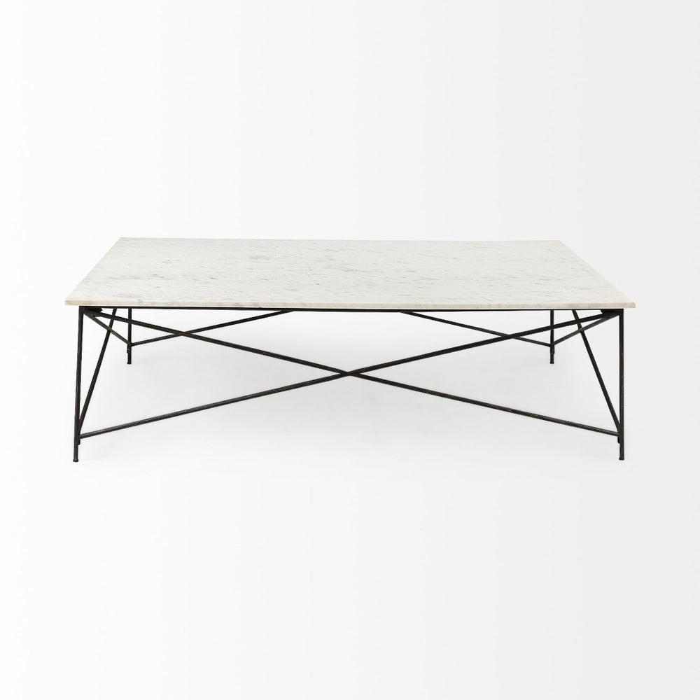 Mercana Lorlei Coffee Table with Elegant Marble Top and Sturdy X-Shaped Metal Base for Modern Living Spaces 69246-AB